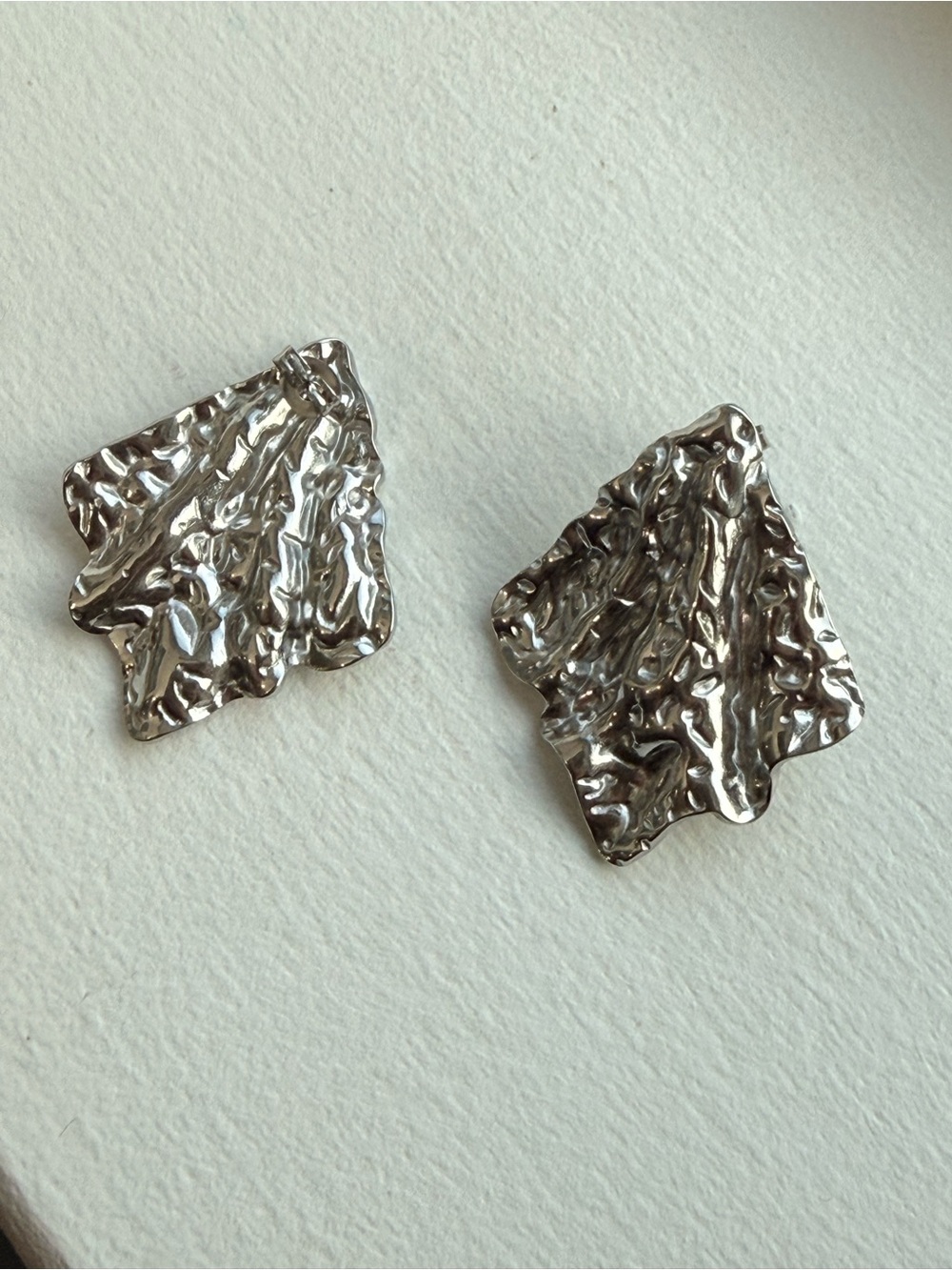 Stainless Steel Textured Leaf Stud Earrings - Minimal Women Accessories